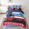 thumbnail image 2 of Manfei Cartoon Rugby Helmet Twin Bedding Sets 7-Piece for Kids, Modern American Sports Bedding Comforter Set, Football Touchdown Reversible Sheet Sets, Blue Red Luxury Bedroom Decor, 2 of 7
