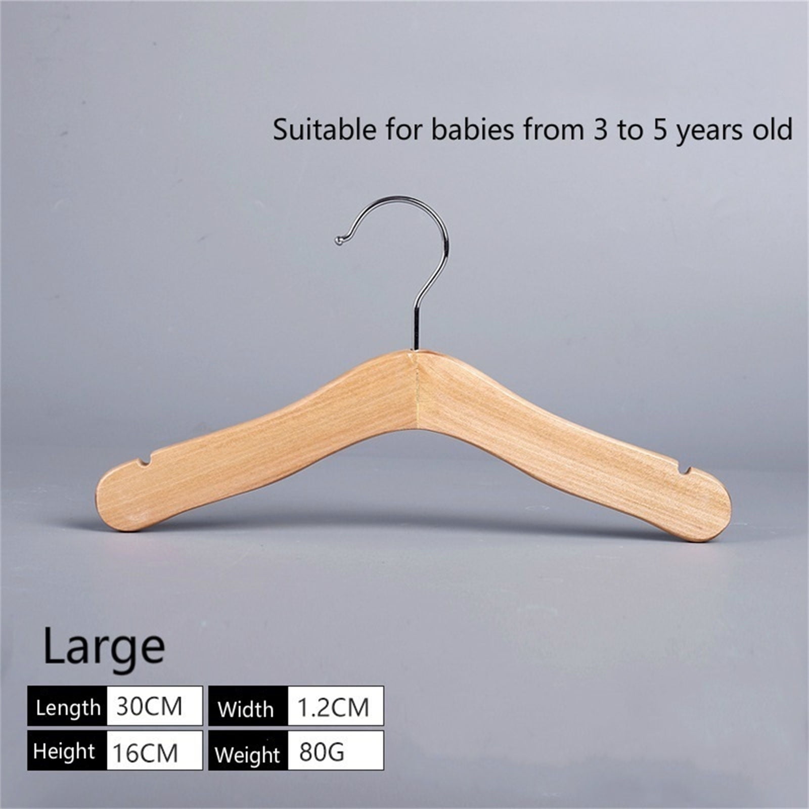 GAMVDOUT Baby Child's Decoration Standard Wooden 1-Tier Clothes Hangers, Natural, 10 Count