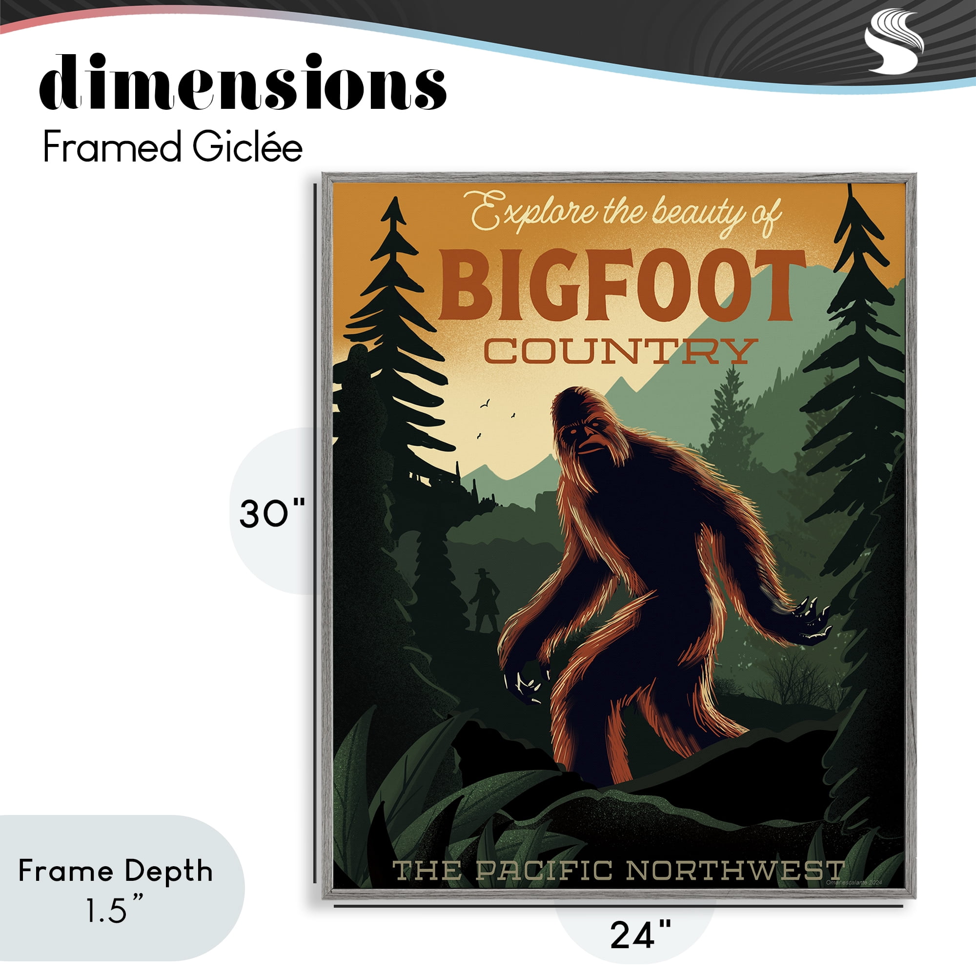 Stupell Industries Cryptid Tourism Wildlife Gray Framed Giclee Art, design by Omar Escalante