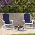thumbnail image 2 of Flash Furniture Savannah Set of 2 All-Weather Poly Resin Wood Adirondack Rocking Chairs in White with Blue Cushions for Deck, Porch, and Patio, 2 of 15