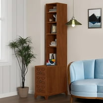 MDQMD Tall End Table with 3 Drawers and Charging Station,Brown Side Table with 5 Open Shelves for Living Room,Bedroom