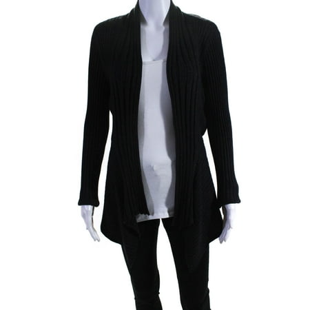 

Pre-owned|Eileen Fisher Womens Ribbed Knit Long Open Front Cardigan Black Size PM