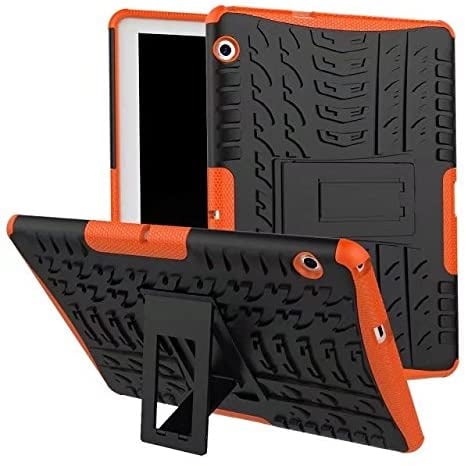 Étui iPad T3 10 9.6 Pouces, Armure Hybride Antichoc Protection contre les Impacts Robuste Combo Double Couche avec Support pour Huawei MediaPad T3 10 9.6 Pouces Orange