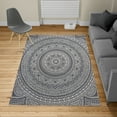 thumbnail image 2 of Mandala Turkish Area Rug, Abstract Floral Design with Themes Native South East Folkloric Illustration, Soft Carpet for Living Room Decor with Distressed Look, 4' X 5.7', Dark Indigo, by Ambesonne, 2 of 4