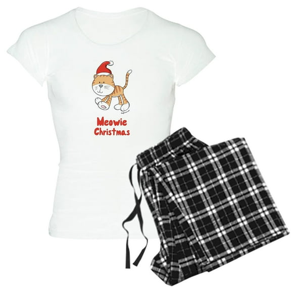 CafePress - Christmas Kitty Women's Light Pajamas - Women's Short Sleeve Print T-Shirt and Pants Light Cotton Pajama Set