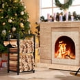 thumbnail image 2 of Indoor Firewood Rack With Kindling Hooks & Mat, 32'' Holder in 2-Layer Design, Small Log Holders  Up to 180lb, Storage Rack for Fireplace Deck, 2 of 8