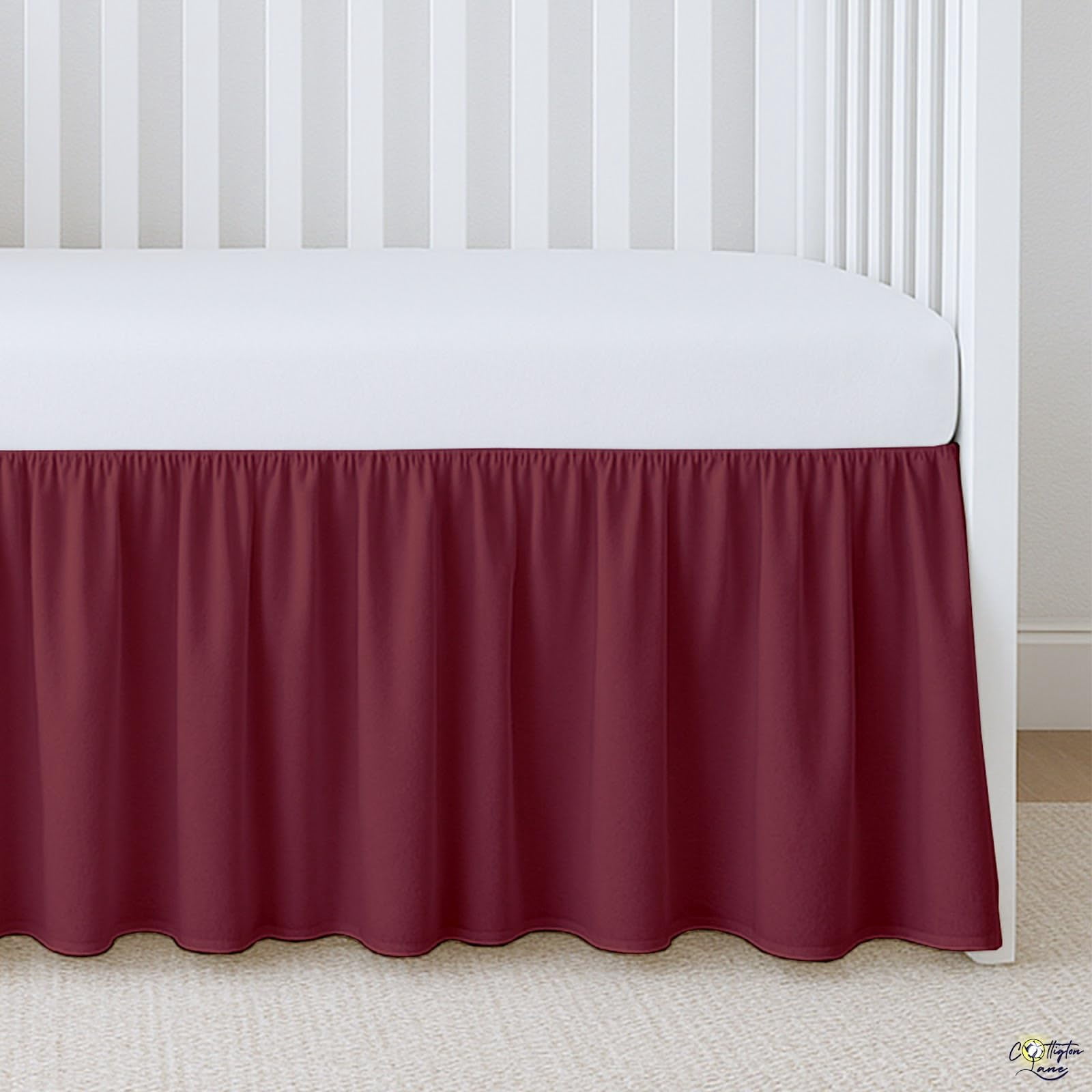 Burgundy Skirt Dust Ruffle  Soft & Durable Bedding For Or Fits Standard 28" X 52" With 14" Drop Classic Ruffled Design