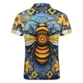 thumbnail image 5 of Watercolor Bumblebee Yellow Sunflowers Men Zipper T-shirt Summer Casual Short Sleeve T-shirt Top, 5 of 7