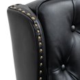thumbnail image 6 of Vintage PU Leather Accent Chair, Wingback Single Sofa Chair with Buttons and Rivet Trims, Upholstered Side Armchair with Padded Seat Cushion & Backrest, for Bedroom Office Reception, Black, 6 of 9