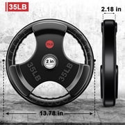 GIKPAL 230lbs Weight Plates 2 Inch Rubber Coated Olympic Weight Plate for Strength Training & Weightlifting in Home Gym, Solid Cast Iron Bumper Plates for Barbell