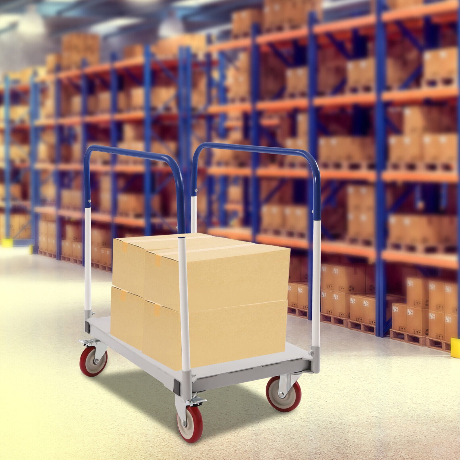 DENEST 1500 lbs Professional Panel Cart Dolly Rectangular Low Noise with 5inch Casters