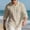 Khaki, variant on Puntoco Men's Linen Henley Shirts Long Sleeve Collarless T-Shirts Longline Beach Shirts with Pocket White XL(XL)