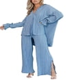 thumbnail image 2 of Women Solid Color Long Sleeve Blouse and Straight Fit Trousers, 2 of 9