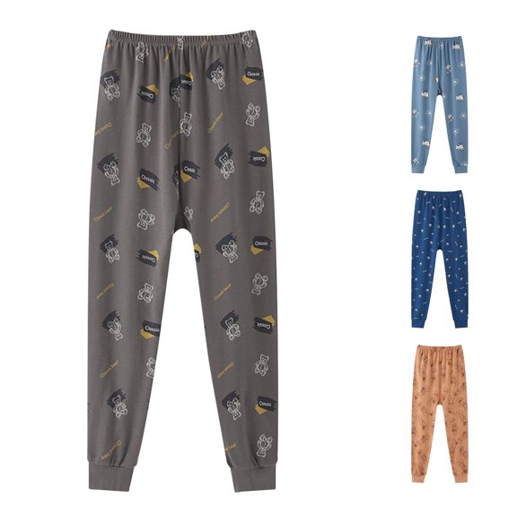 CUZIBR Boys Pants Cartoon Print Unisex Pajamas Trousers Loose Sleep Pants Elastic Waist Soft Children Homewear Bottoms,Dark Gray,9-10 Years