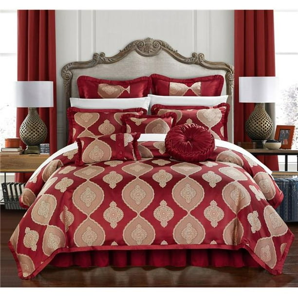 Chic Home CS8064US Karye 20 Piece Comforter Set, Red Queen Walmart