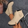 thumbnail image 2 of Taqqpue Women's Ankle Boots Round Toe Side Zip Slip On Mid High Heel Comfortable Dress Booties for Women Size 5.5-10.5 Fashion Dress Shoes Fall Winter Footwear Casual Walking Daily, 2 of 10