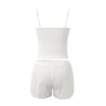 thumbnail image 5 of Womens Short Pajama Set Ribbed Knit Cami Top and Boxer Shorts Pajamas Cute Pj Sets(White,M), 5 of 7