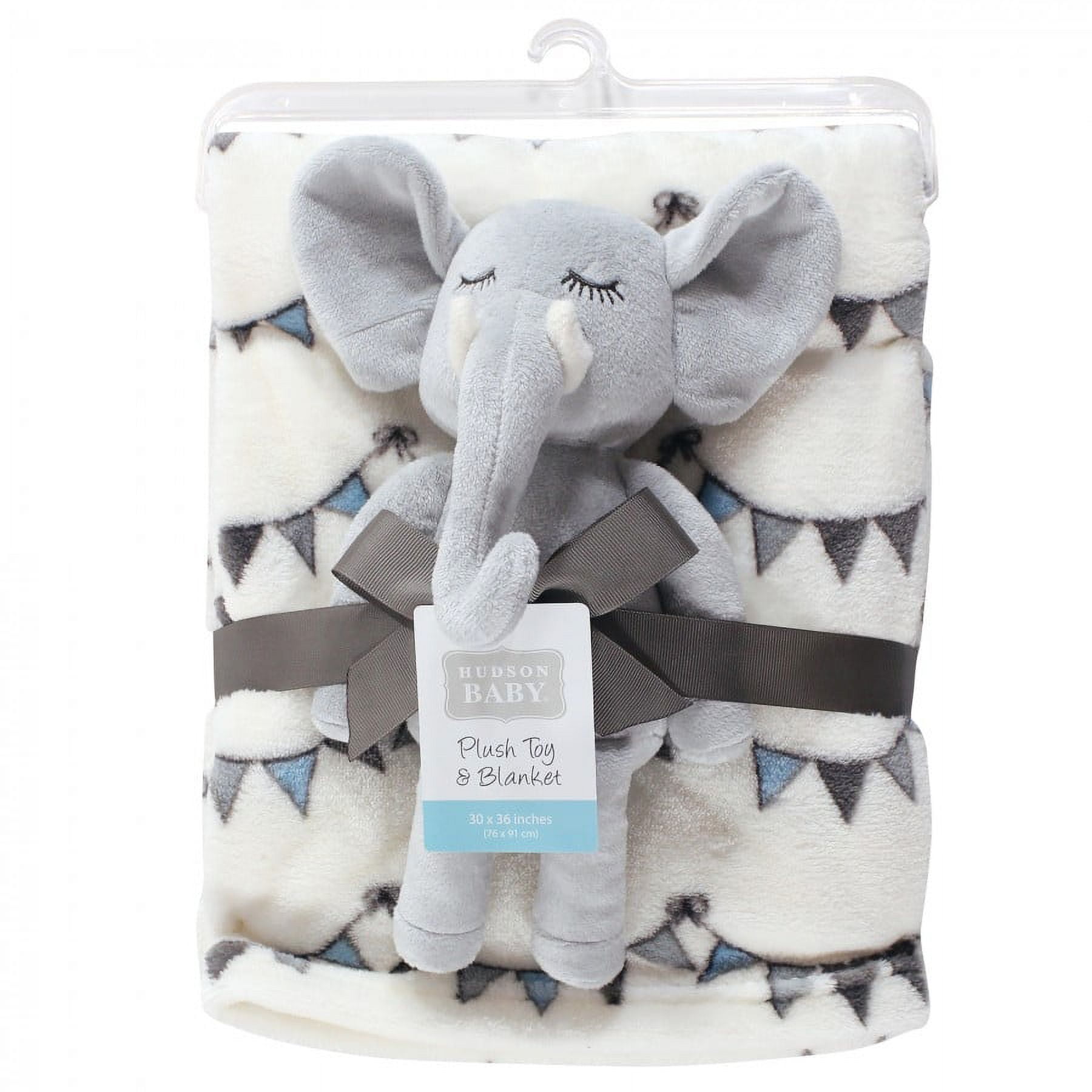 Hudson Baby Infant Plush Blanket with Toy, Modern Elephant, One Size