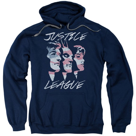 JLA Justice League Justice For America Adult Pullover Hoodie Sweatshirt Navy