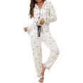 thumbnail image 1 of Conjunto de pijama ZMJ, camisa de manga larga y pantalones para mujer, blanco, XXL, 1 of 8