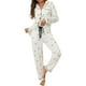 thumbnail image 1 of Conjunto de pijama ZMJ, camisa de manga larga y pantalones para mujer, blanco, XXL, 1 of 8