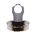thumbnail image 6 of ZDHoor Girls Ballet Dance Costume Sequins Open Back Striped Leotard Mesh Tutu Skirted Bodysuit Black 8, 6 of 7