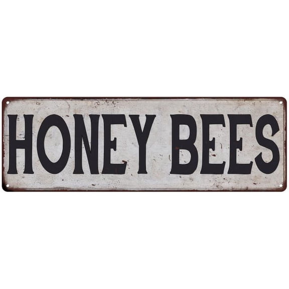 HONEY BEES Vintage Look Rustic 6x18 Metal Sign Chic Retro 206180035079