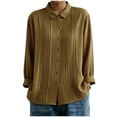 thumbnail image 2 of Pounoo Blouses for Women Dressy Casual Long Sleeve Collared Pleated Cutout Trim Button Front Blouses Relaxed Fit Office Casual Outfits Gift, 2 of 6