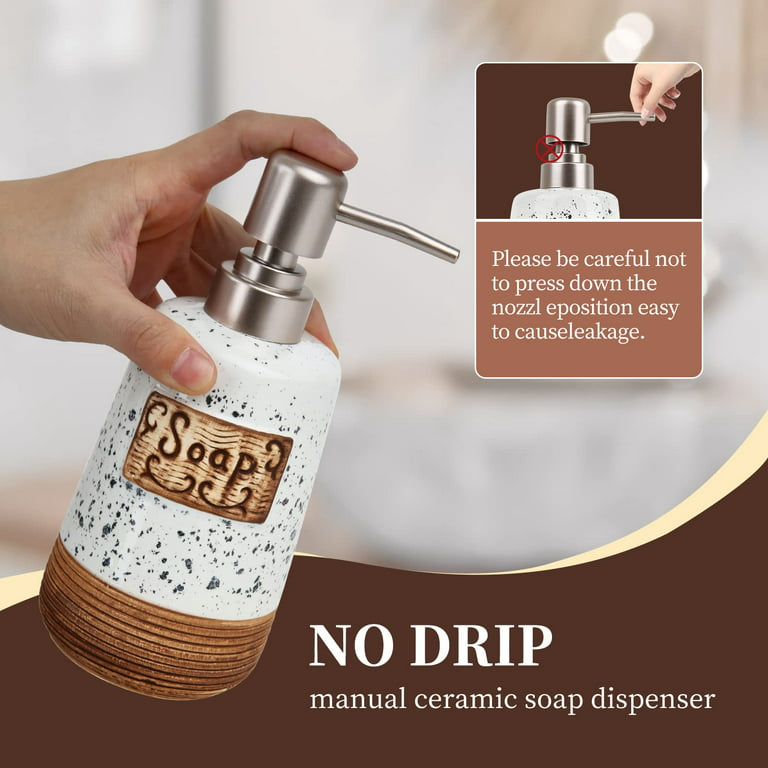 Ceramic Soap Dispenser 14 Oz Durable Healthier, Dish Soap Dispenser for  Kitchen Sink with Funnel Easy to Refill, Hand Soap Dispenser Bathroom,  Farmhouse Kitchen Counter Decor (White) 