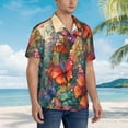 thumbnail image 3 of Honeii Butterflies On Rocky Cliff Print Men’s Hawaiian Shirt,Classic Button-Down Short Sleeve Shirt, for Beach, Vacation, and Outdoor Activities,Small, 3 of 7