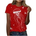 thumbnail image 1 of Tops de Ajuste Suelto para las Mujeres Sudadera Casual Impresa Manga Corta Cuello Redondo Superior, Poliéster, 1 of 4