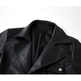 thumbnail image 4 of Men's mid-length single-breasted lapel coat, vintage chest single pocket design with belt PU leather jacket, 4 of 9