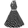 thumbnail image 3 of Tbopshirt Wedding Guest Dresses for Women Summer Polka Dot Patchwork Waistband Hanging Neck Retro Sleeveless Dress, 3 of 4