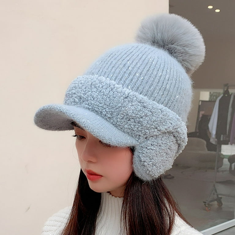 Lady Winter Woolen Hat Pom Pom Ball Warm Autumn Knitted Outdoor Bonnet Hats  Cute