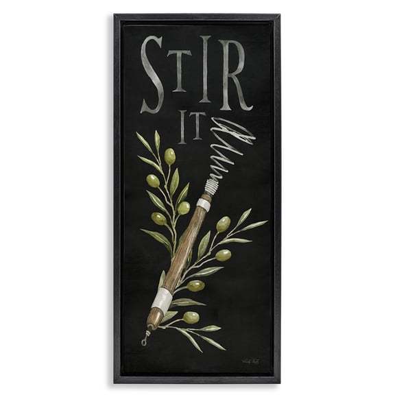 Stupell Industries Farmhouse Stir It Vintage Kitchen Black Floating Frame Canvas Art, 11 x 25, by Cindy Jacobs