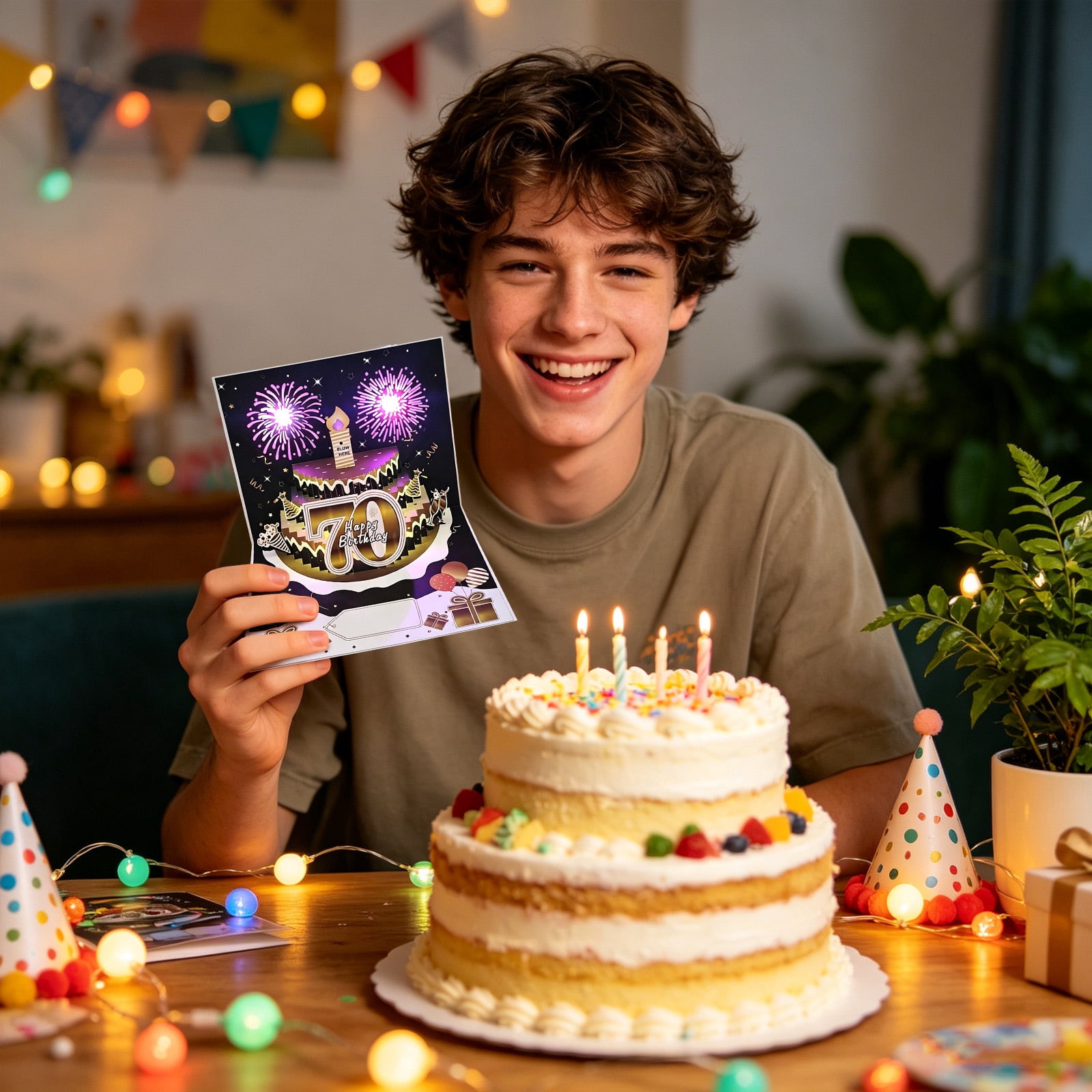 3D Pop Up Birthday Card, Light And Music 30Th Birthday Cake Card, 1 Pack For Milestone Birthday Celebration Gift