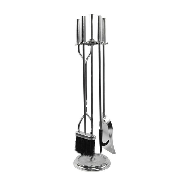 Minuteman International Neoclassic 5pcs Fireplace Tool Set, Polished Chrome