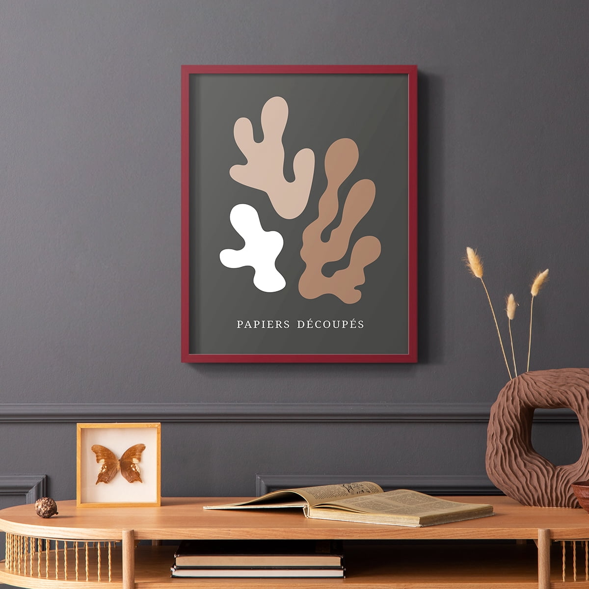 Matisse CDV in Red Solid Wood Framed Print No Nail Hanging