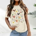 thumbnail image 2 of Oversized Tshirts for Women Chicken Shirt Cute Chicken Mom Shirt Farm Country Casual Tee Womens Summer Tops Beige L, 2 of 4