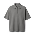 thumbnail image 4 of JAJAHO Polo Shirts For Men Casual Oversized Waffle Quarter Zip Half Sleeve Drop Shoulder Solid Color Lapel Shirts Summer Comfy Tops, 4 of 6