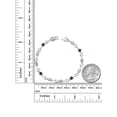 thumbnail image 3 of Gem Stone King 925 Sterling Silver White Created Sapphire and Red Rhodolite Garnet and White Lab Grown Diamond Bracelet for Women (2.75 Cttw, Gemstone September Birthstone, Round 4MM, 7 inch), 3 of 3