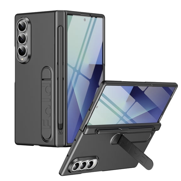 Decase Rugged Matte Phone Case for Samsung Galaxy Z Fold 3 with Tempered Glass Screen Protector & Stylus,Shockproof Hard PC Cover with Kickstand,Gray