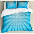 thumbnail image 1 of Blue Duvet Cover Set Queen Size, Abstract Blue Tone Sun Ray Style Retro Radiate Modern Art Future Illustration, Decorative 3 Piece Bedding Set with 2 Pillow Shams, Blue and Pale Blue, by Ambesonne, 1 of 3
