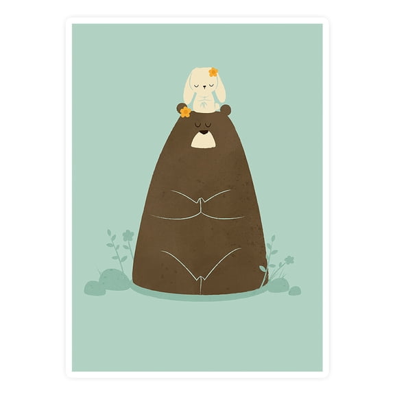 Image Conscious Bear And Penguin In Zen Sticker -Jay Fleck Designs, Vinyl Sticker