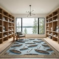 thumbnail image 2 of ODIKA Hooked Maritime Artwork Tackle Floats Weathered Chart Motifs for Great Room, Indoor Open Concept, Large Living Low Profile Flatwoven, 2 of 7