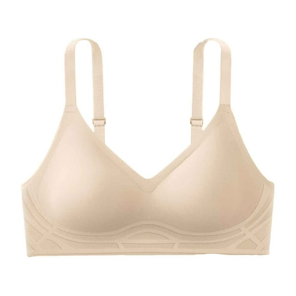 Riforla Women's Front Side Buckle Lace Edge Without Steel Ring Movement Seamless Gathering Adjustment Yoga Sleep Large Bra Sports Bras for Women Beige XXL