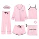 thumbnail image 2 of Conjunto de pijamas de 7 piezas, pantalones cortos, máscara para los ojos, ropa Rayas M Zulema Pijamas sedosos para mujer, 2 of 8