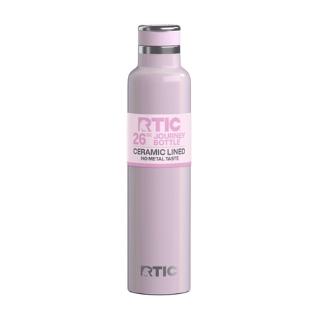 RTIC 26 oz Ceramic Lined Insulated Journey Water Bottle, Leak-Proof Lid, Pale Pink Glitter