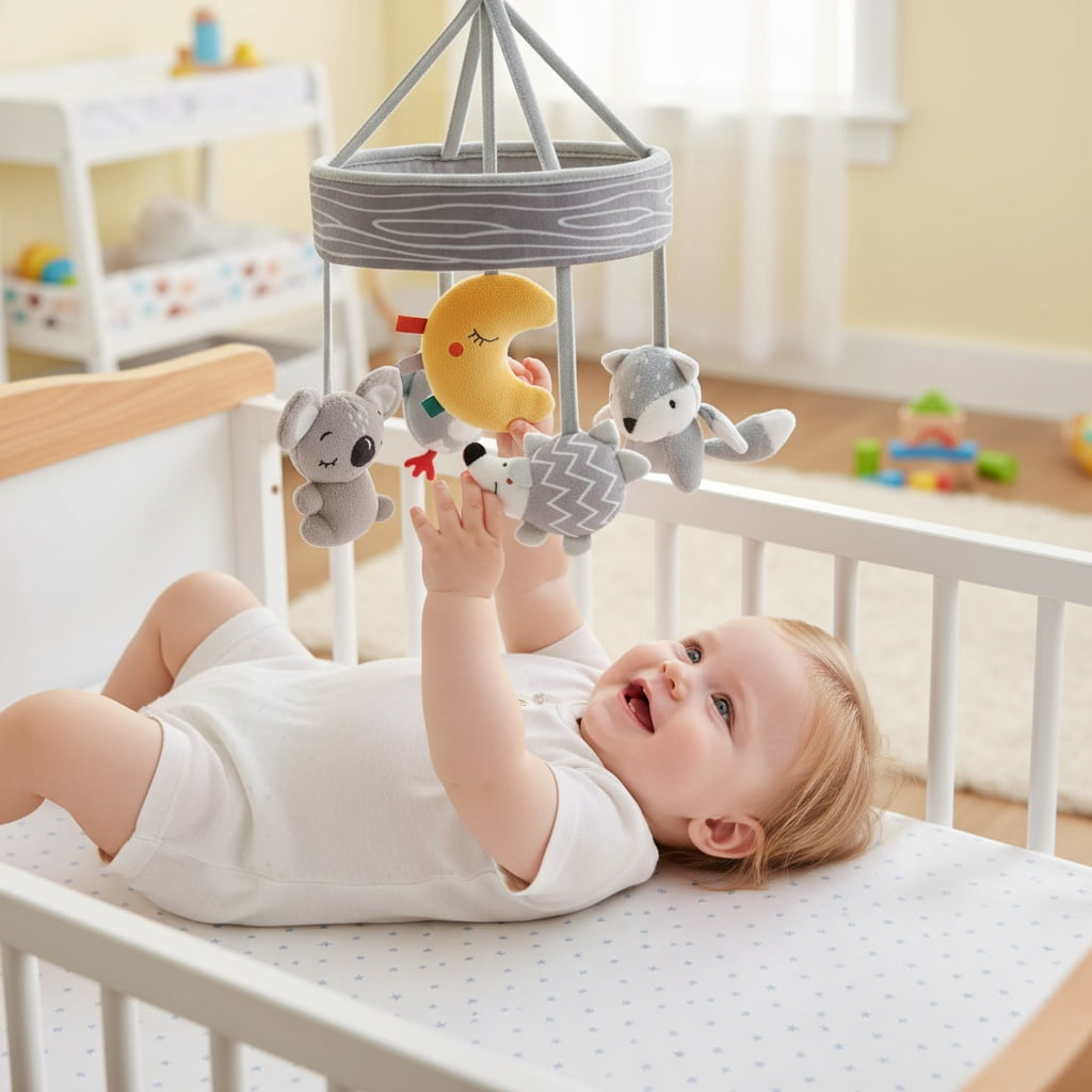 360 Rotating Crib Mobile with Soft Polyester for Visual & Calming Bedtime Comfort