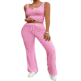 thumbnail image 2 of LYMAYTER Women Sports 2-Piece Sets Casual Tank Top Long Pants Yoga Outfits Solid Slim Tracksuit Sets S-XL, 2 of 9